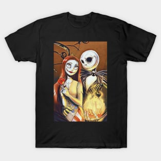 Jack and Sally, the nightmare before Christmas, jack halloween, Halloween Love T-Shirt